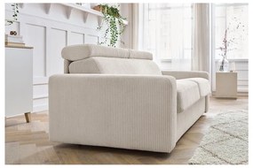 Krémszínű kordbársony kinyitható kanapé 215 cm Monaco – Bobochic Paris