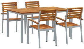 vidaXL Kert étkező szett 5 pcs Szürke Tömör Akácfa