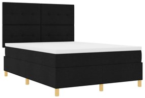 Boxspring Ágy Mattress &amp; LED Fekete 140x200 cm Szövet