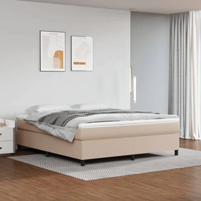Cappuccino színű műbőr rugós ágy matraccal 160 x 200 cm