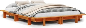 vidaXL viaszbarna tömör fenyőfa ágy matrac nélkül 120 x 200 cm