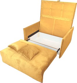 Kinyitható fotel, mustár színű szövet Riviera, ALANA