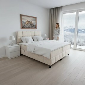 Boxspring ágy, 180x200, bézs, ALMA