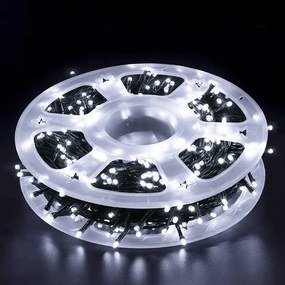 Karácsonyfa fényfüzér lánc 50 m 300 Led hideg fehér 8 üzemmód RS-1050W