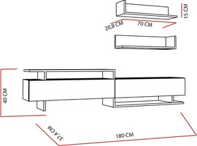 Ayaz White and Teak TV-állvány polcokkal