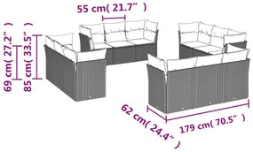 12 részes bézs polyrattan kerti ülőgarnitúra párnákkal
