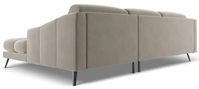 Bézs bársony sarokkanapé (jobb oldali) Nalu – Makamii