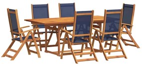 vidaXL 7 részes tömör akácfa és textilén kerti étkezőgarnitúra