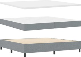 vidaXL Boxrugós ágy matracmal leddel Világosszürke 200 x 200 cm szövet