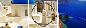 Kép - Santorini, Görögország (órával) (90x30 cm)