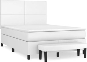 vidaXL fehér műbőr rugós ágy matraccal 140x190 cm