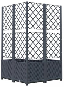 sötétszürke PP rácsos kerti ültetőláda 80 x 80 x 136 cm