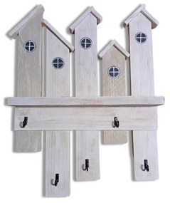 Házikó alakú fali kulcstartó, fából, kézzel festett 41cm