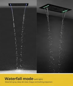 Falba süllyesztett zuhanyrendszer ELITE EDITION BCS1557 LED-világítással, fekete és matt fekete felülettel — Króm