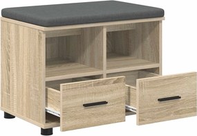 vidaXL Előtér pad Sonoma tölgy 60 x 38 x 46 cm Műanyag Fa és Szövet