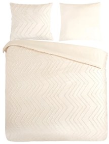 Krémszínű kétszemélyes hosszabbított mikroszálas ágyneműhuzat 200x220 cm Pure Zigzag – Good Morning