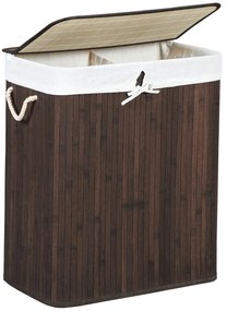 Bambusz szennyeskosár, mosodai kosár 2 részes 100 L, barna