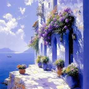 Vászonkép Canvas Tájkép Görögország Kükládok Tengerpart Tenger Nyaralás 80x80