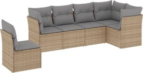 vidaXL 6 részes bézs polyrattan kerti ülőgarnitúra párnával