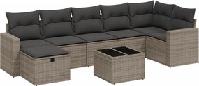 vidaXL 8 részes szürke polyrattan kerti ülőgarnitúra párnákkal