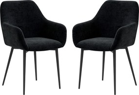 HOMCOM 2 db Kárpitozott Északi Stílusú Étkezőszék, Szövet Konyhai Székek, Fekete Acél Lábú Karosszék, 54x57x80 cm | Aosom