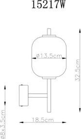Globo 15217W Fali lámpa fém sárgaréz színű, fehér üveg, fényirány: felfelé, SzxM: 135x325mm, Mélység: 185mm, LED 7W 230V, 779lm forrás, 606lm kimenet, 3000K