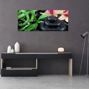 Kép - Kövek és orchideák (120x50 cm)