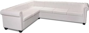 vidaXL 6 személyes fehér műbőr Chesterfield sarok kanapé