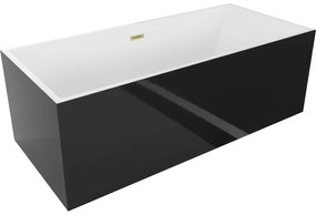 Mexen Vigo, szabadon álló kád 178,5 x 80 cm, fehér-fekete, arany matt túlfolyó, 51251788075-55