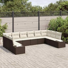 Kerti Kanapé Szett 10 pcs Barna és krémszínű 344 x 209 x 85 cm