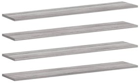 4 db szürke sonoma színű szerelt fa fali polc 100 x 20 x 1,5 cm
