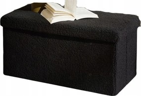 Bouclé Összecsukható Pad, Fekete, Tárolórekesszel, 76 X 38 CM