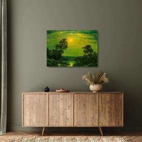 Üveg kép - Imitator of Ralph Albert Blakelock, Moonlight, reprodukciók (70x50 cm)