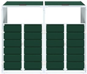zöld acél kerekes szemetes tároló dupla tárolókhoz 138 x 79 x 117 cm