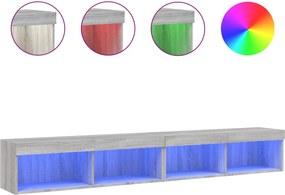 vidaXL 2 db szürke sonoma színű TV-szekrény LED-ekkel 100x30x30 cm