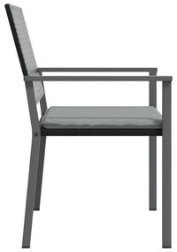 2 db fekete polyrattan kerti szék párnával 56 x 62,5 x 89 cm