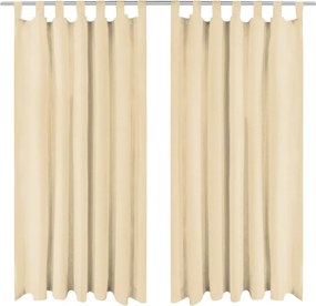 vidaXL 2 db bézs mikroszatén függöny karikákkal 140 x 225 cm