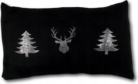Párnahuzat Fekete Karácsonyi velúr mintás