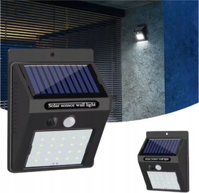 Falra Szerelhető Napelemes Homlokzati Led Lámpa Mozgásérzékelővel, Csavarral Rögzíthető