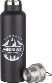 WANDERLUST termosz füllel és bambusz kupakkal, fekete 650ml