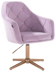 HR830CROSS Halványlila Modern Velúr Szék Arany lábbal