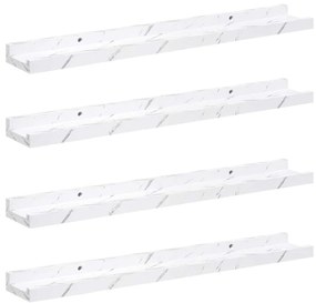 vidaXL Falpolc polcokkal 4 pcs Fehér márvány 60 x 9 x 3 cm Faanyag