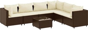 vidaXL 7 részes barna polyrattan kerti ülőgarnitúra párnákkal