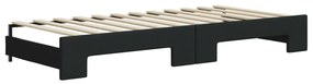 fekete kihúzható szövet heverő fiókokkal 100 x 200 cm