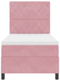 Boxspring Ágy Matraccal Rózsaszín Egyszemélyes Bársonyos