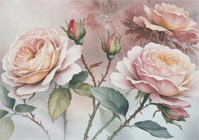 Flizelin tapéta Divatos 3D fali ragasztó pasztell rózsák 208x146 ragasztó