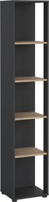 Polcos tároló könyvespolc 36x36x180cm fekete KH09-1