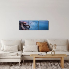 Egy kép a tengerparton naplementekor (órával) (90x30 cm)
