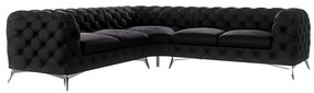 Fekete bársony sarokkanapé Chelsea – Ropez