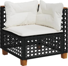 vidaXL fekete polyrattan kerti sarokkanapé párnával